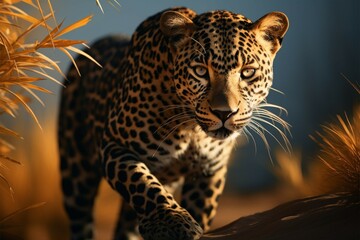 Obraz premium Powerful elegance a leopard portrayed majestically in the forest