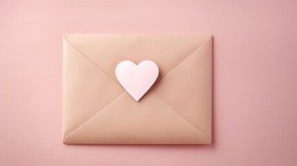 Vintage open white envelope with a heart on the table. Romantic details, declaration of love, love note