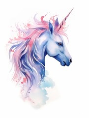 Colorful Watercolor Unicorn Illustration AI Generated