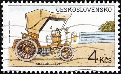 Postage stamp Czechoslovakia 1988 1899 Meteor, classic automobile