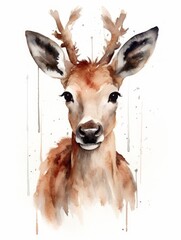 Majestic Moose Elk in Watercolor Style AI Generated