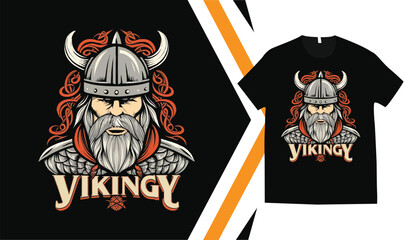 Customizable Viking T-Shirt Design, Custom vikings t-shirt Graphics, Viking Warriors tshirt, apparel custom design print mockup.