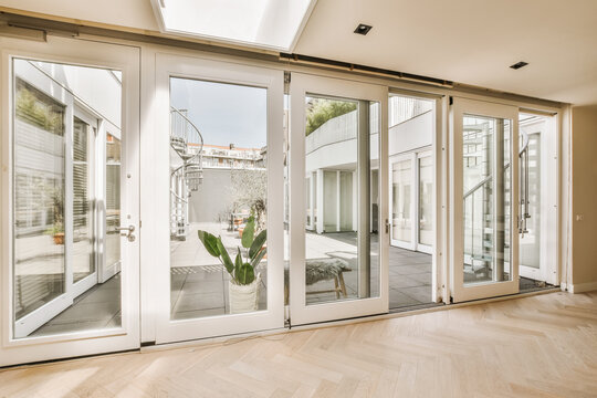 Living Room With Sliding Doors On Window