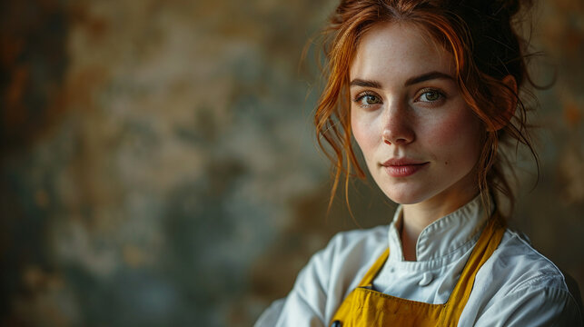 Retrato de una repostera o cocinera orgullosa de empreder su nuevo negocio