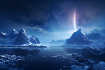 Arctic Cosmos: The Dance of Stars and Ice - obrazy, fototapety, plakaty