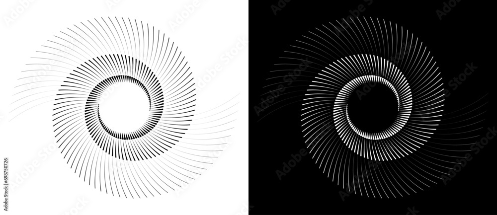 Aufkleber abstract background with lines in circle. art design spiral as logo or icon. a black figure on a whi