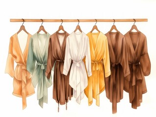 Bridal Party Matching Robes for Getting Ready AI Generated - obrazy, fototapety, plakaty