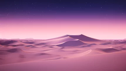 Poster Im Rahmen Desert landscape with sand dunes and pink lavender gradient starry sky, abstract poster web page PPT background, digital technology background © Derby