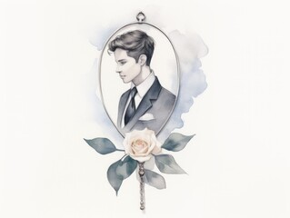 Groom's Boutonniere with a Small Charm of a Loved One AI Generated