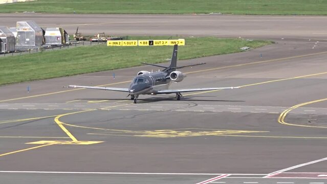Grey Generic Business Jet Arriving at Airport