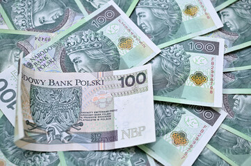 Polish money banknotes of 100 zloty