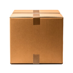 Brown cardboard box isolated on white background. Clipping path included