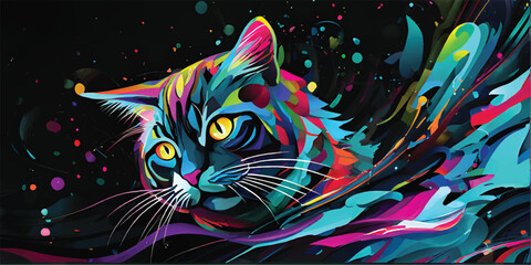 Multi-color cat abstract background.