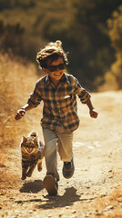 Chase the Sun: A Boy and His Cat on a Playful Run