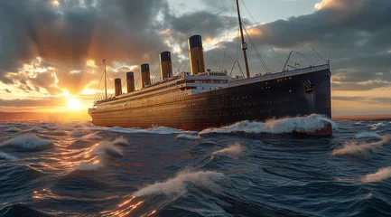 Poster the titanic sailing in the ocean © alex