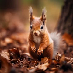 Schilderijen op glas red squirrel in the forest © Raanan