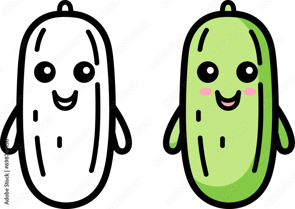 Poster smiling cucumber cute cartoon vegetable vector logo