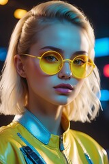 portrait of a fashion model with yellow glasses