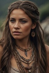 Portrait of a beautiful woman in the village