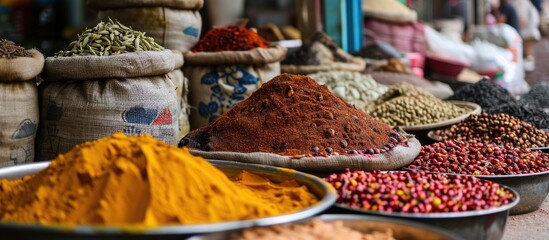 Spices from India sold in Delhi market.