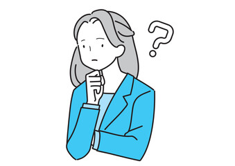 なぜ？疑問・質問ポーズのスーツの若い女性