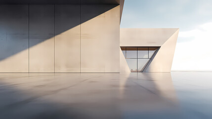 Obraz premium 3d render of abstract futuristic architecture with empty concrete floor 
