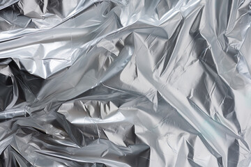 Crumpled Silver Plastic Texture Background - obrazy, fototapety, plakaty