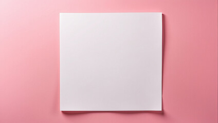 top view blank white sheet of paper on pink desk, backdrop with copy space