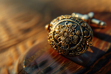 A detailed view of a ring placed on a rustic wooden surface. Suitable for jewelry advertisements and lifestyle blogs