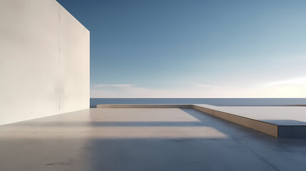 Obraz premium 3d render of abstract futuristic architecture with empty concrete floor