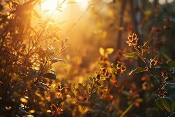 Sunlight filtering through the leaves of a bush. Ideal for nature and outdoor themes
