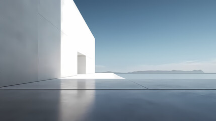 Obraz premium 3d render of abstract futuristic architecture with empty concrete floor