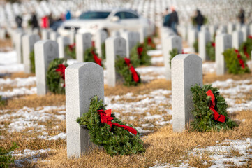 american cemetery in region laying wreaths