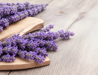 Lavender on the wooden table. AI generated illustration