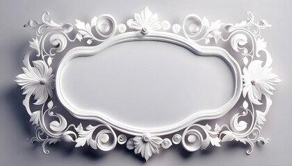 Elegant aristocratic white frame for greetings on Valentine's Day, Mother's Day, wedding card,