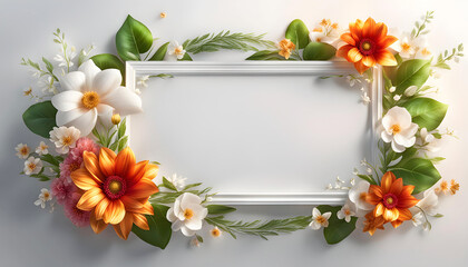 Beautiful floral frame for congratulations on Valentine's Day, Mother's Day, wedding card,