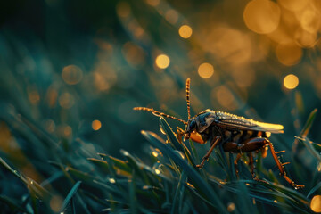 A bug sitting in the grass. Suitable for nature or insect-related projects