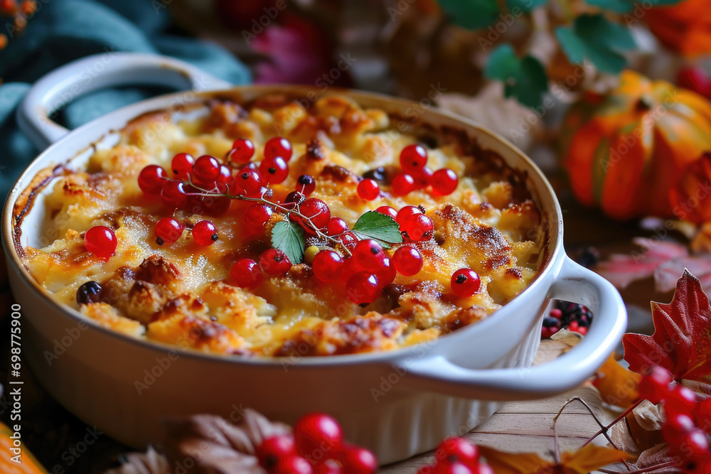 Poster a casserole dish filled with vibrant red currants. perfect for adding a burst of color to your recip