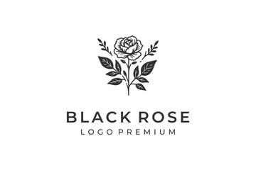 Fototapeta premium Minimalist hand drawn floral logo vector