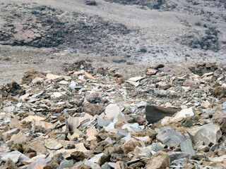 A large desert valley in the mountains in a gorge. Desert arid landscape