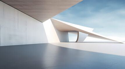 Obraz premium 3d render of abstract futuristic architecture with empty concrete floor