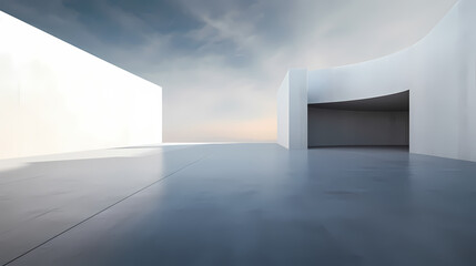 Obraz premium 3d render of abstract futuristic architecture with empty concrete floor