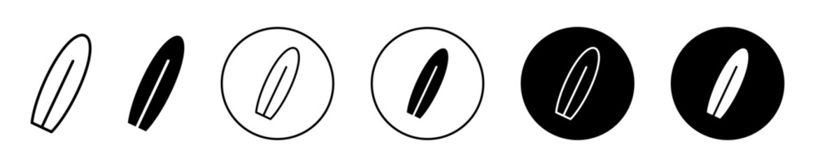 Surfboard simple icon set in thin line style. sea beach surfing board for surfer symbol vector illustration set