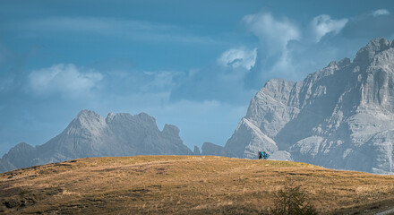 Stunning Italian Dolomites in vibrant colors.  Picturesque  Alpine mountain range at summer time.  