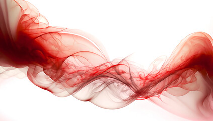 Abstrakcja, czerwony dym układa się w falę. Generative AI