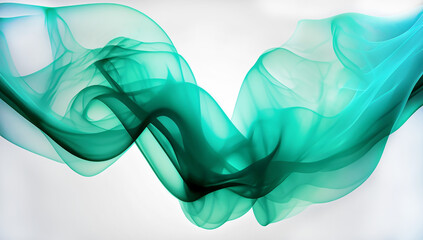 Obrazy na Plexi  Abstrakcja, zielony dym układa się w falę. Generative AI