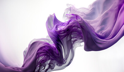 Abstrakcyjna tapeta, fioletowy dym układa się w falę. Generative AI