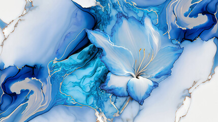 Tapeta ,niebieski kwiat marmur. Pastelowe tło - obrazy, fototapety, plakaty