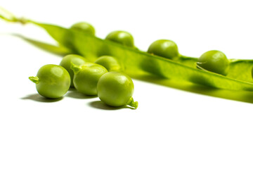 Green peas on white background