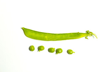Green peas on white background